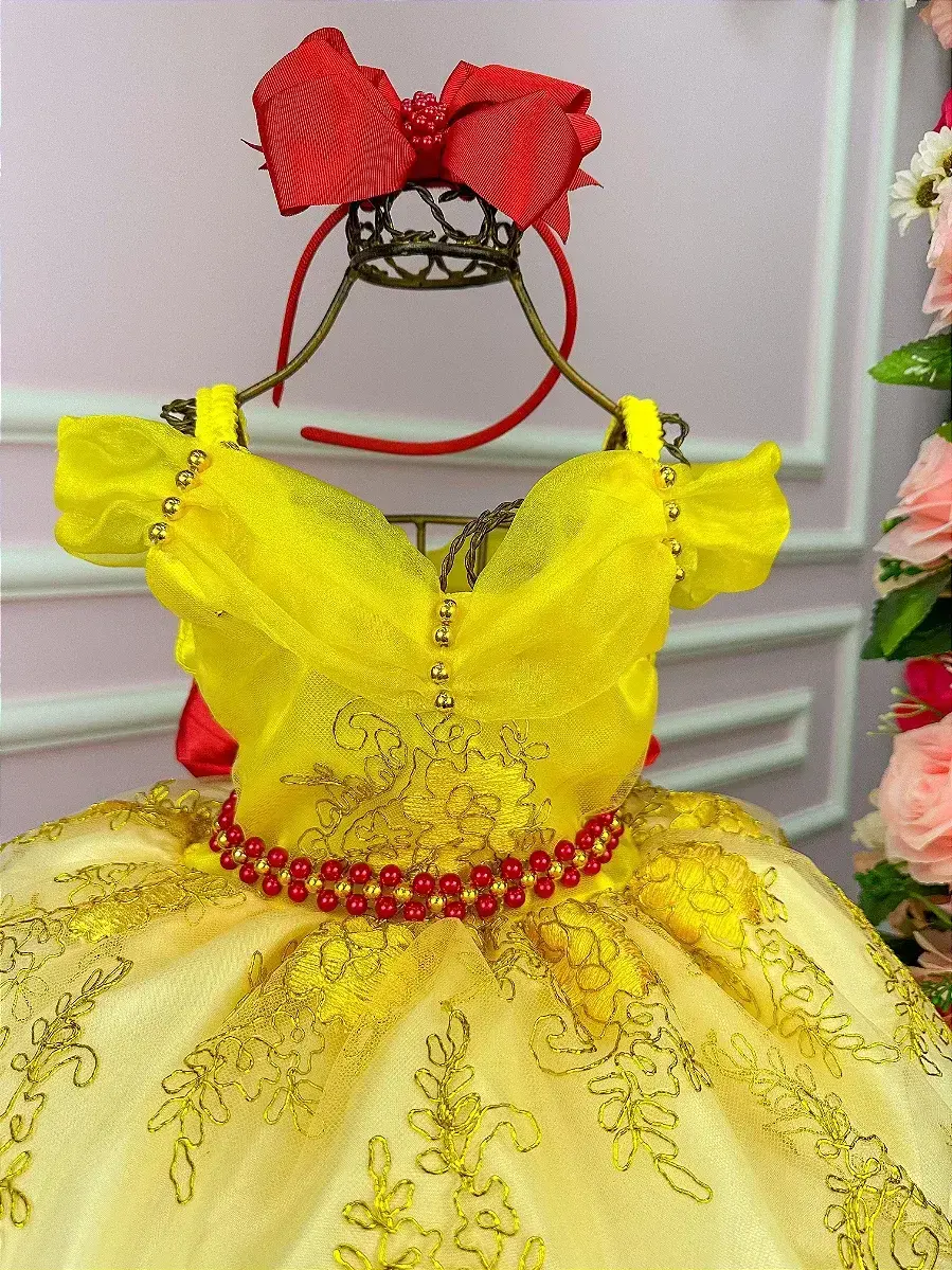 Vestido princesa festa princesa amarela, foto 7