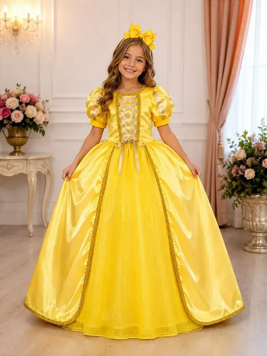 Fantasia princesa amarela longa