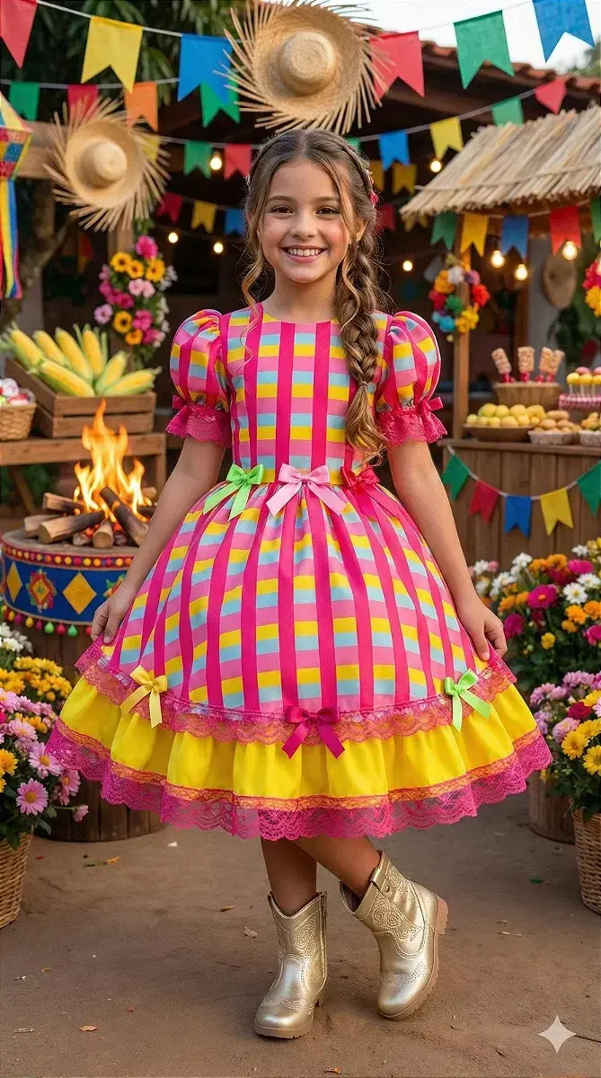 Vestido junino festa feliz