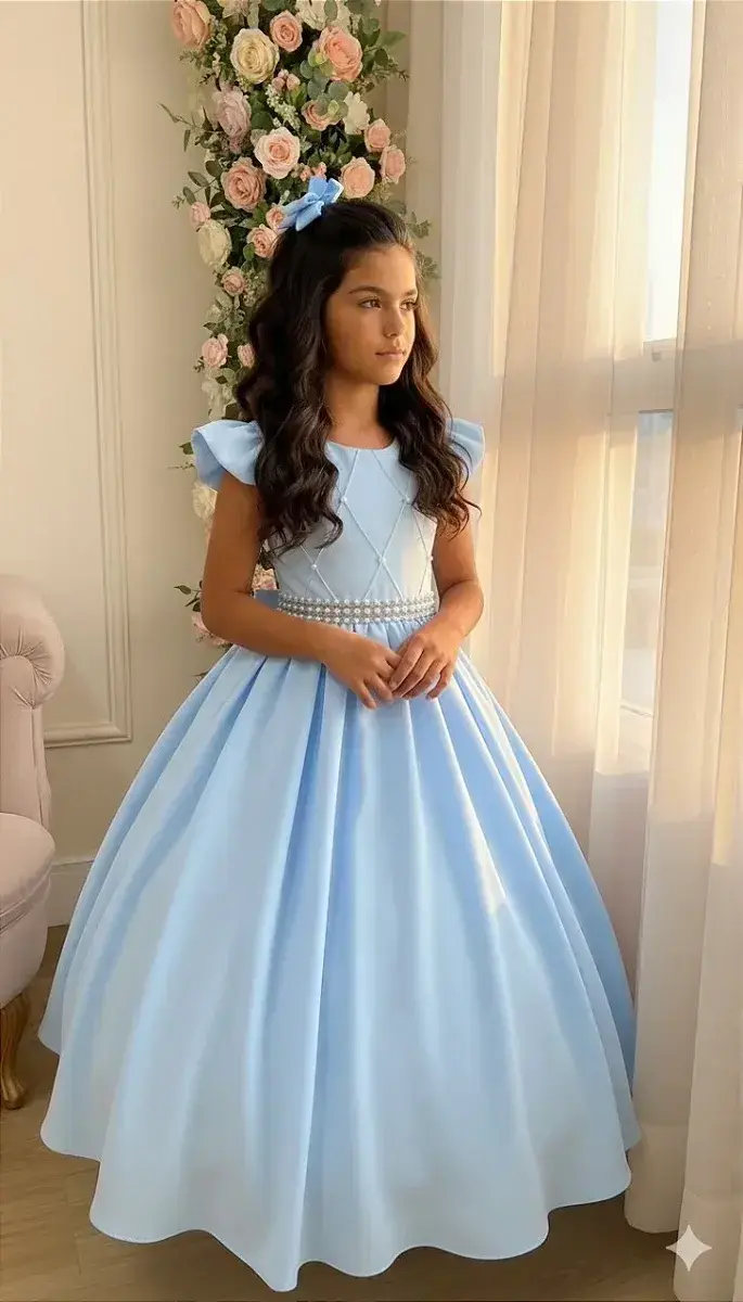Vestido ariane longo azul