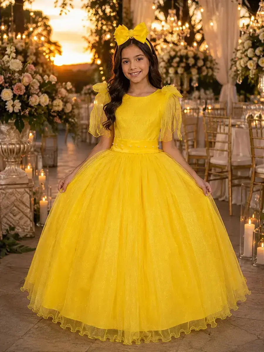 Vestido longo mel amarelo