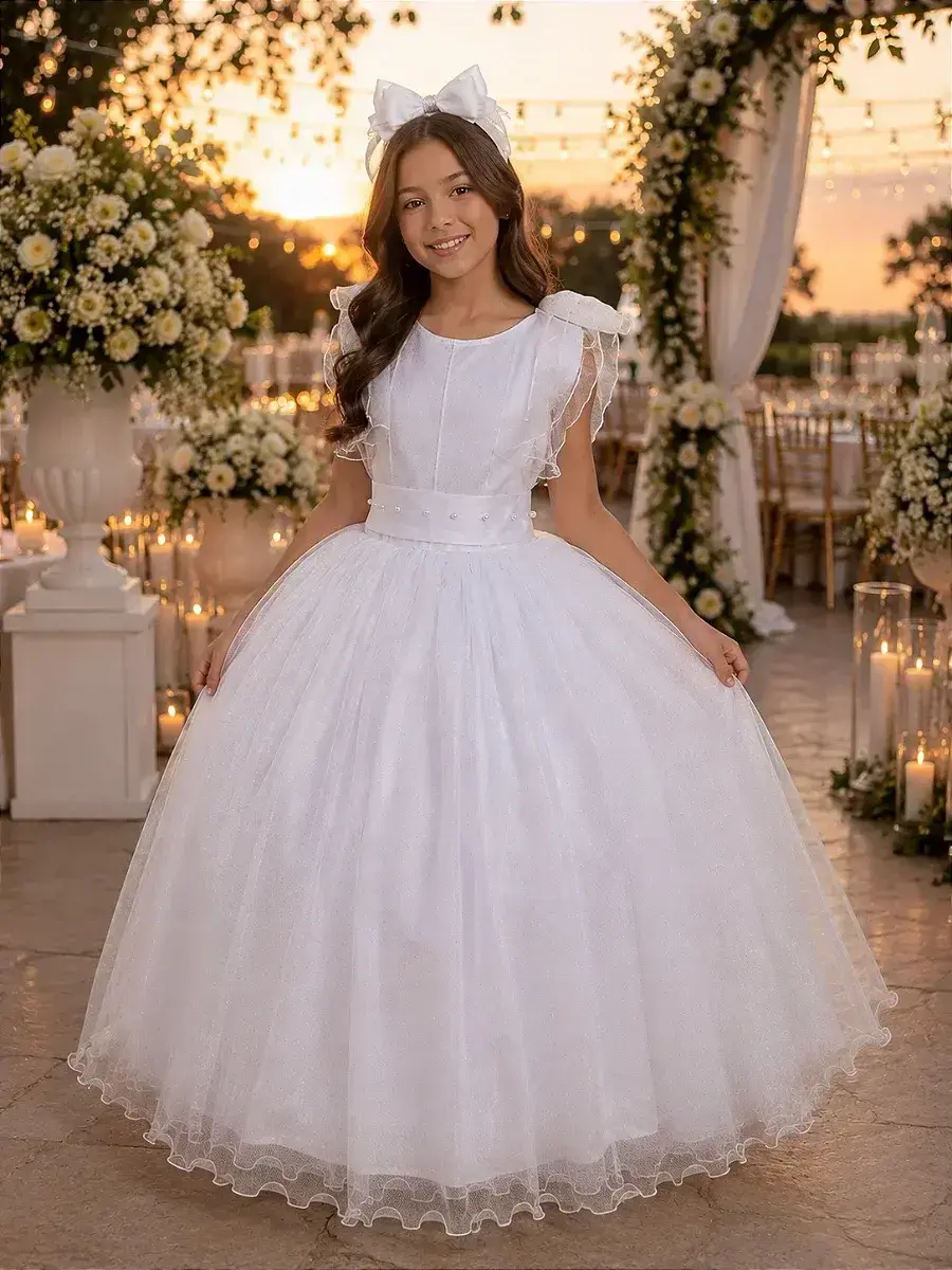 Vestido longo mel branco