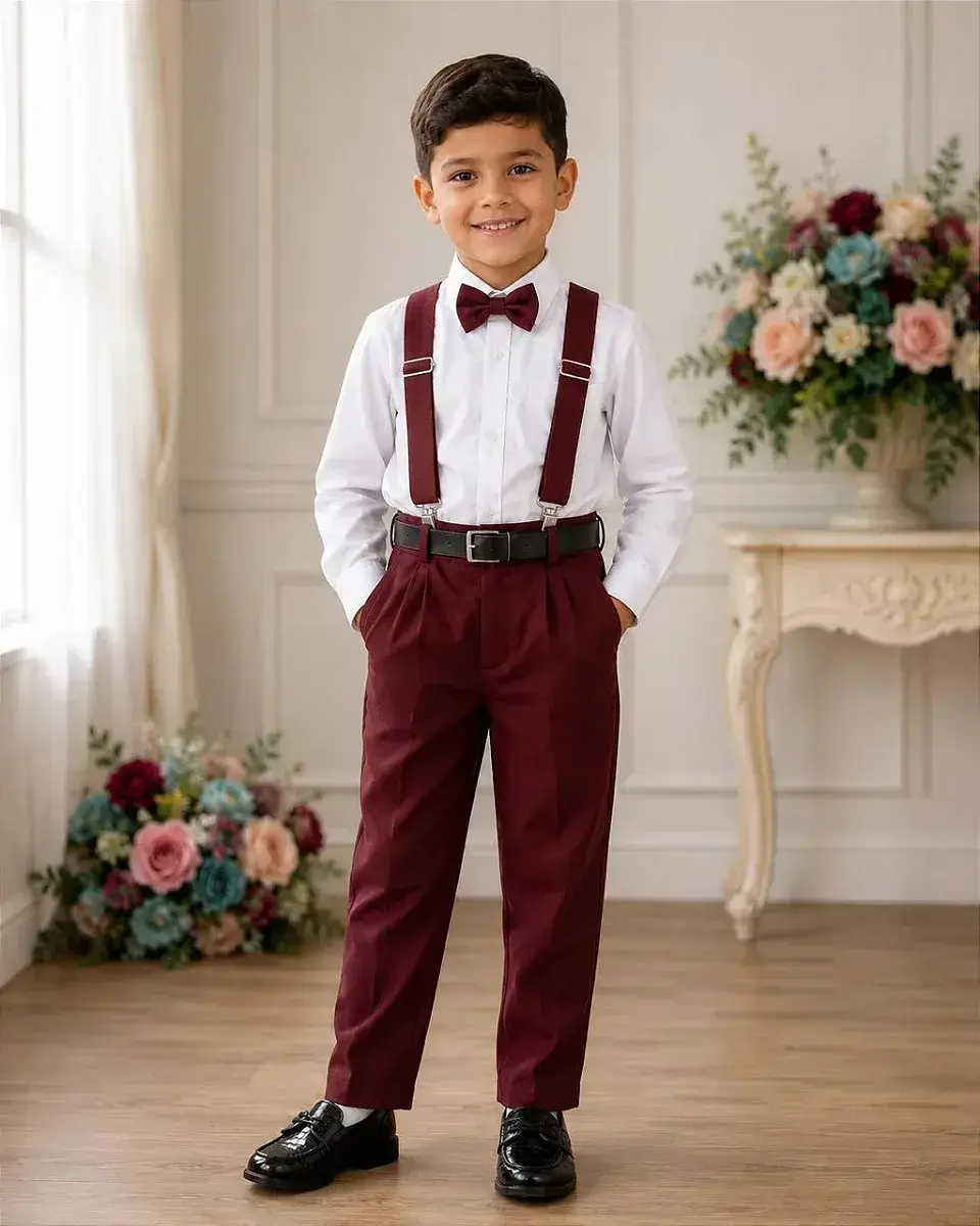 Conjunto leo suspensorio marsala