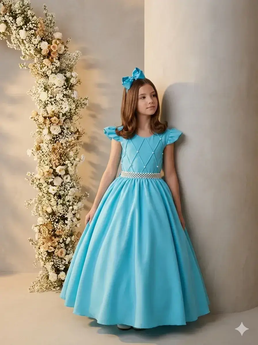 Vestido ariane longo azul tifanny