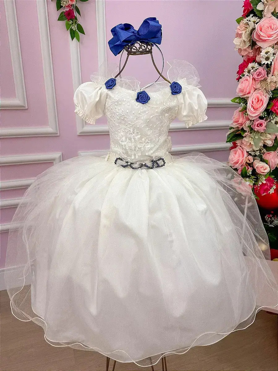 Vestido longo off detalhes azul marinho, foto 2