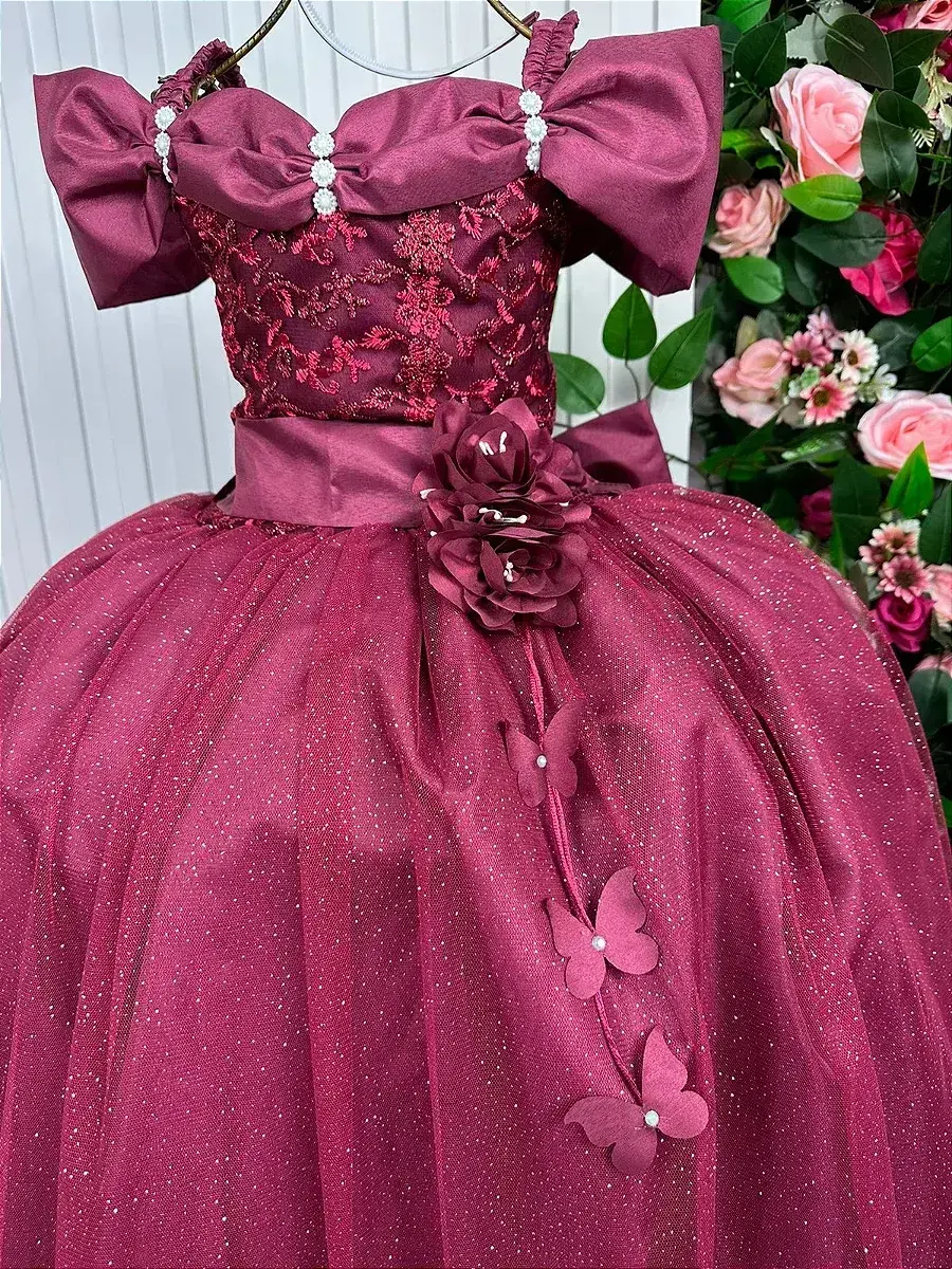 Vestido longo manga princesa marsala, foto 4