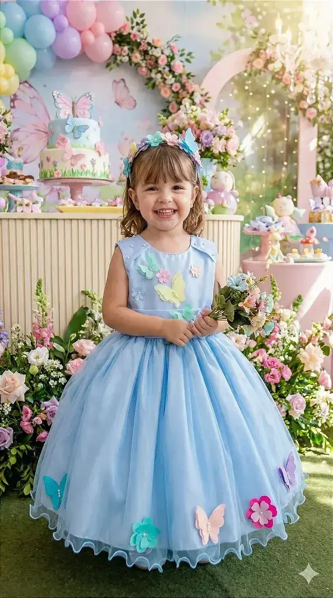 Vestido anabel jardim encantado azul
