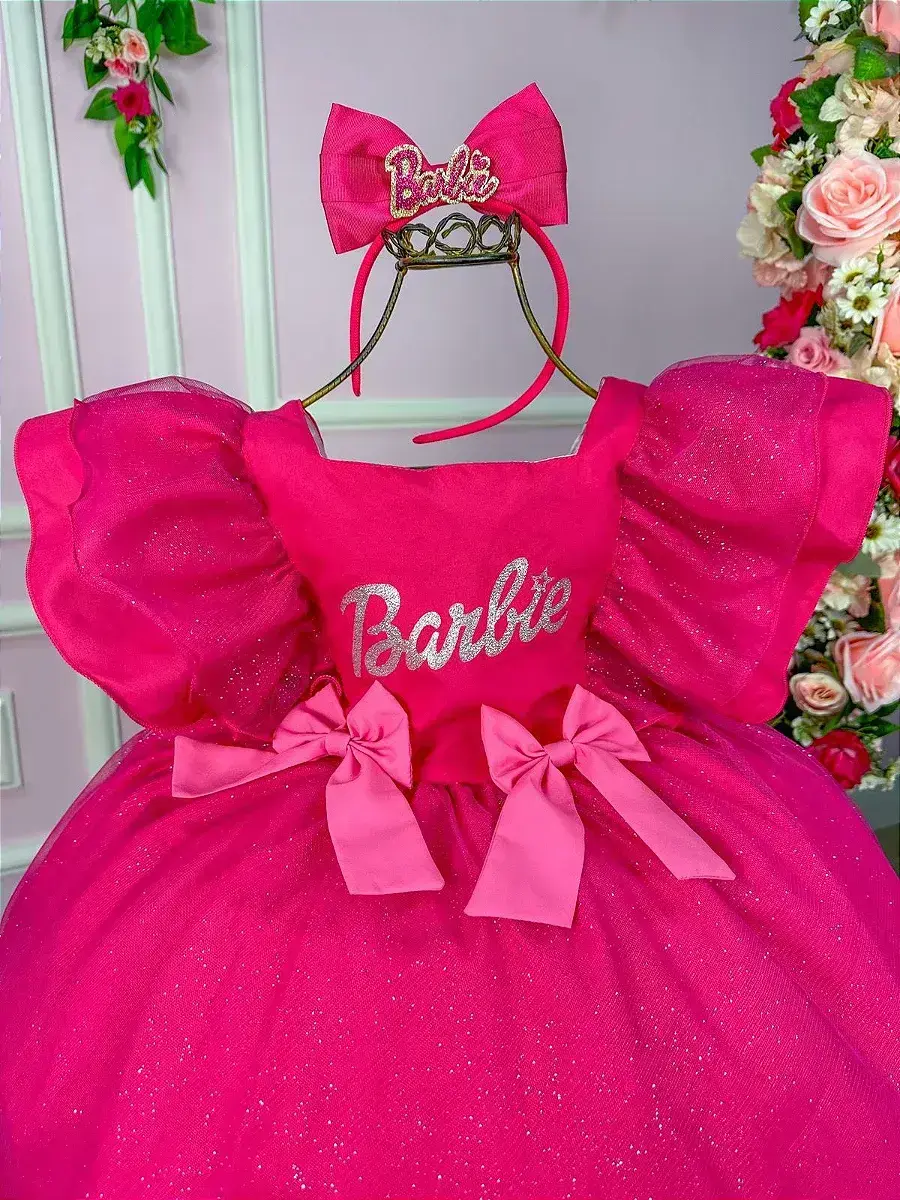 Vestido festa Barbie pink babado, foto 8