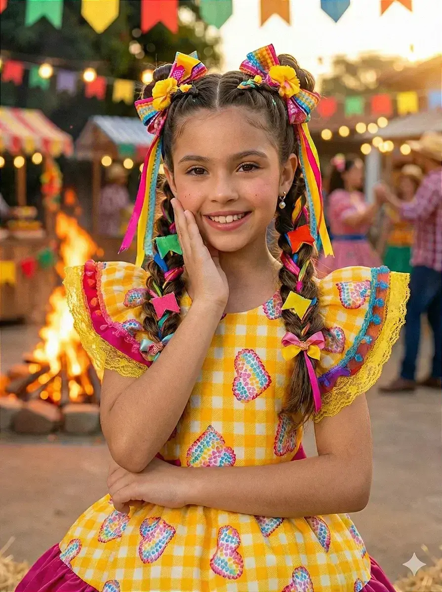 Vestido junino festa coração junino amarelo, foto 4