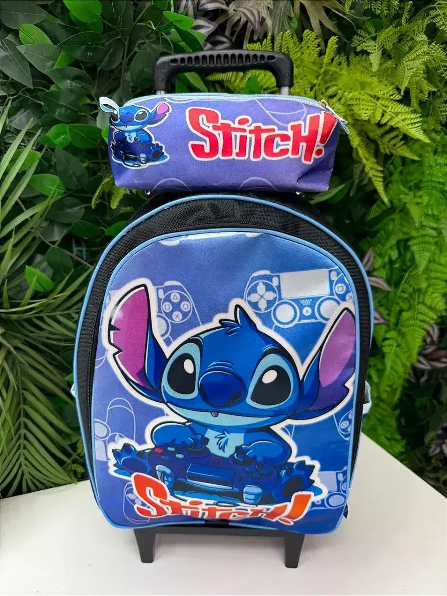 Mochila rodinhas Stitch masculino estojo de brinde, foto 7