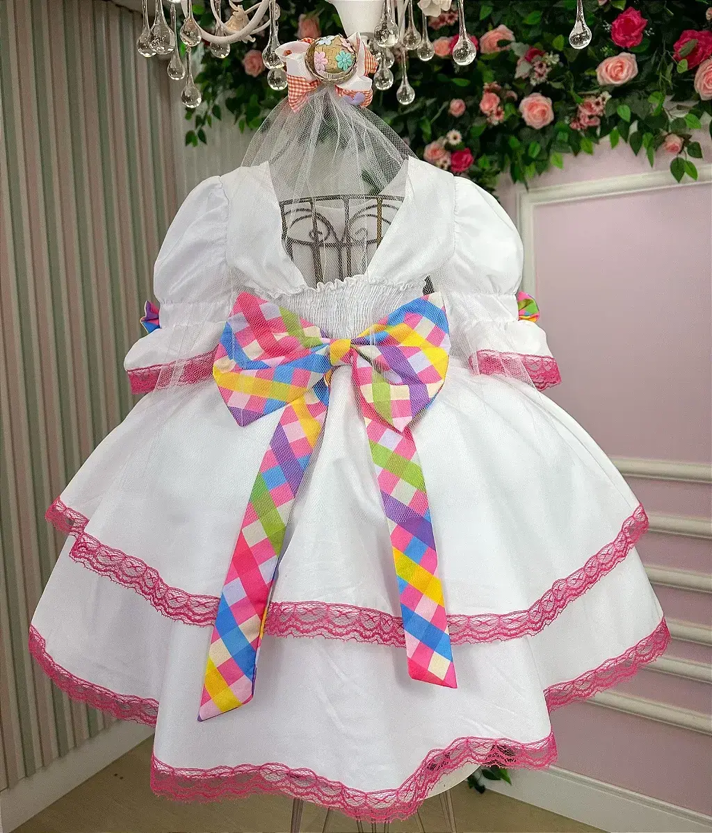 Vestido junino festa noiva noivinha lacinhos branco, foto 7