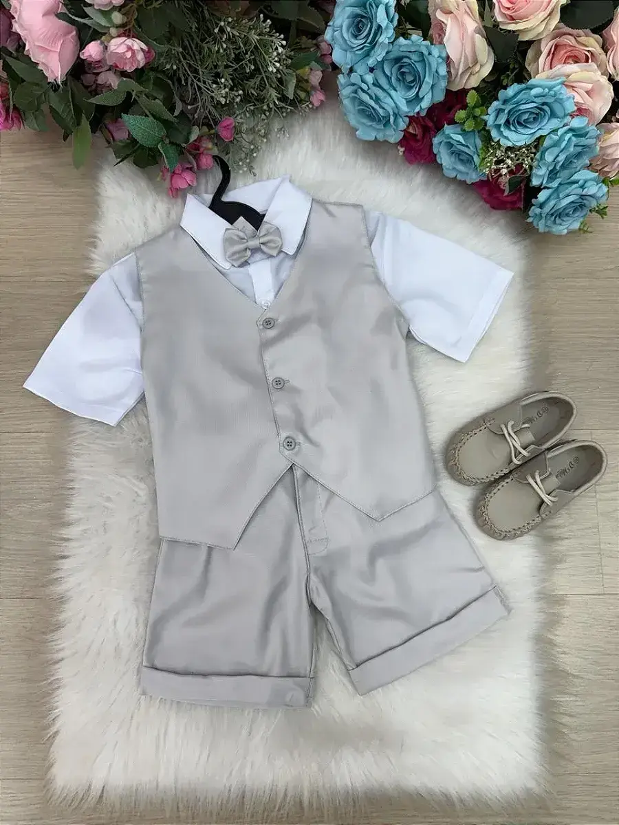 Conjunto social leandro colete cinza claro