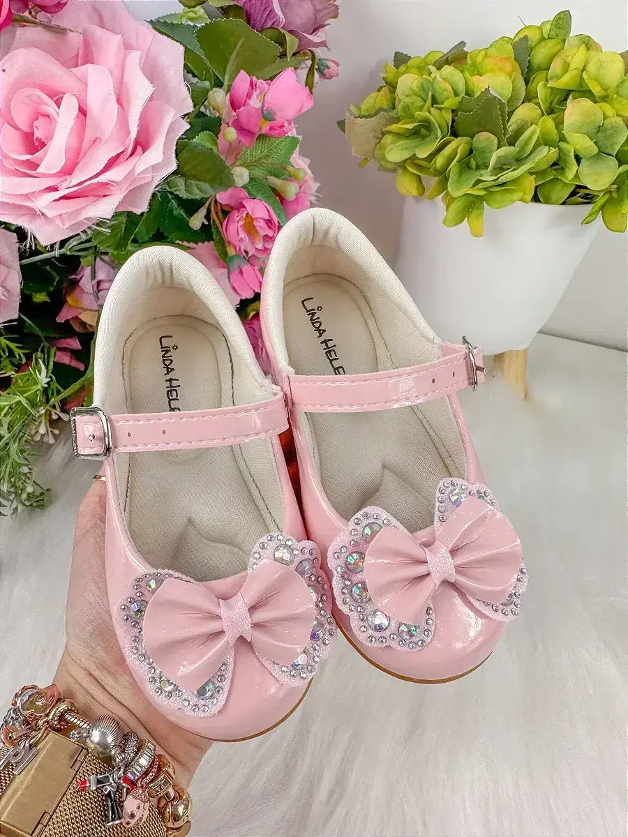Sapatilha baby rosa lacinho strass, foto 2