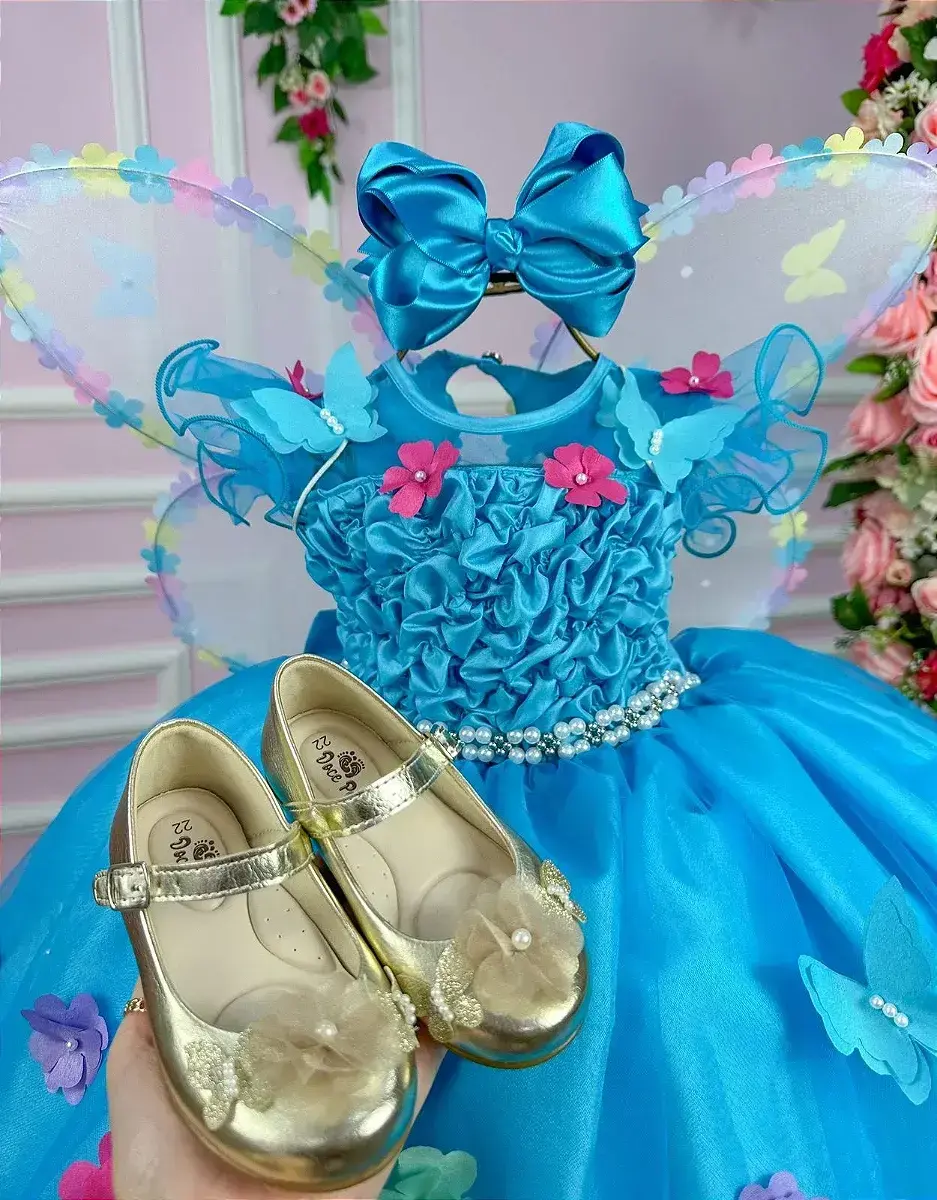 Vestido bia jardim encantado azul tiffany, foto 2