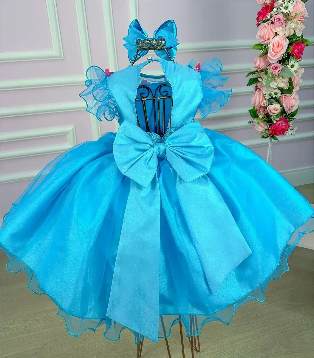 Vestido bia jardim encantado azul tiffany, foto 8