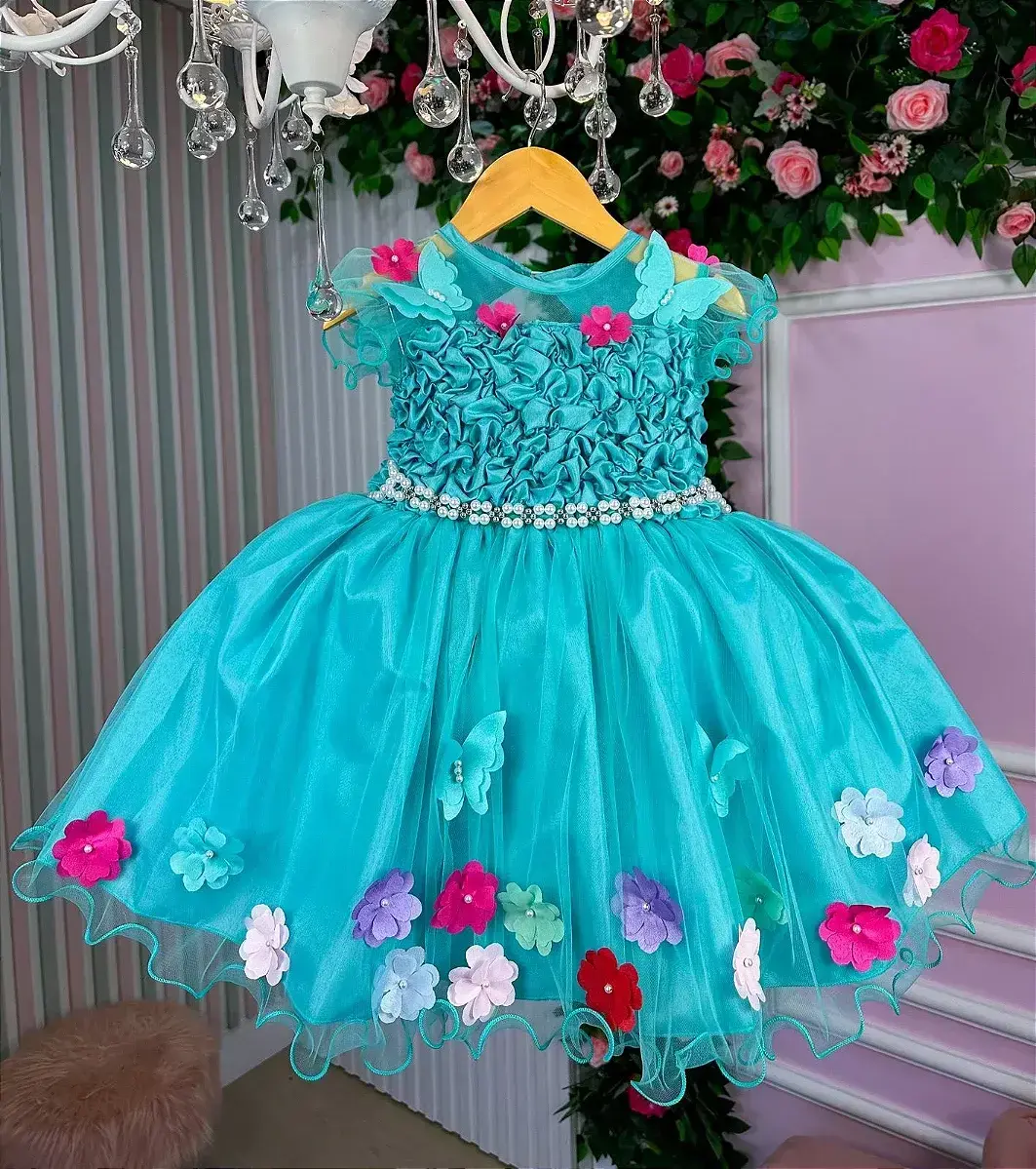 Vestido bia jardim encantado verde tiffany, foto 9