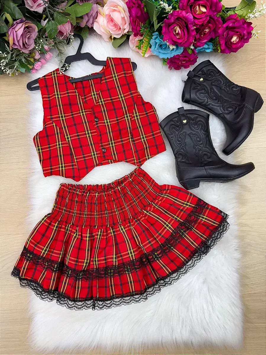 Conjunto junino xadrez vermelho, foto 4