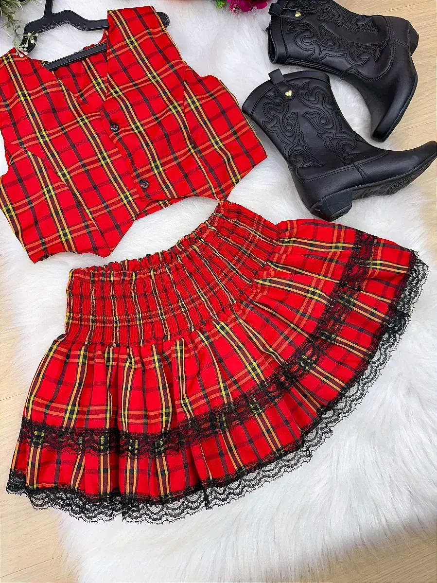 Conjunto junino xadrez vermelho, foto 6