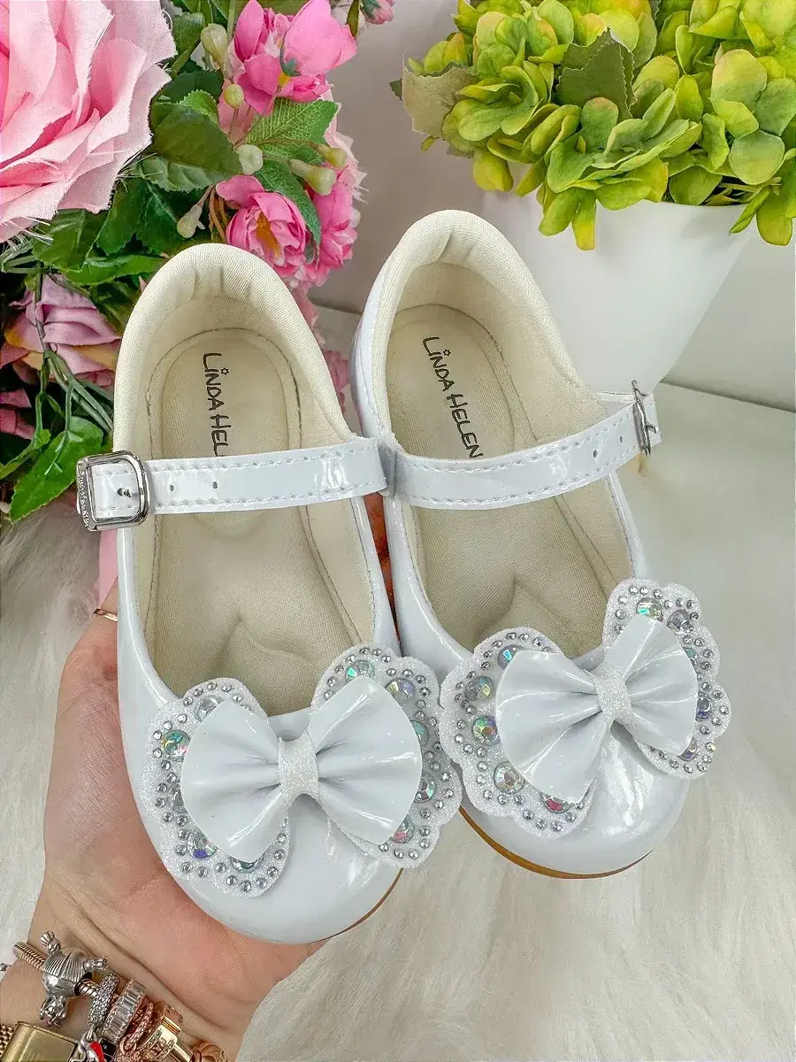 Sapatilha baby branco lacinho strass, foto 2