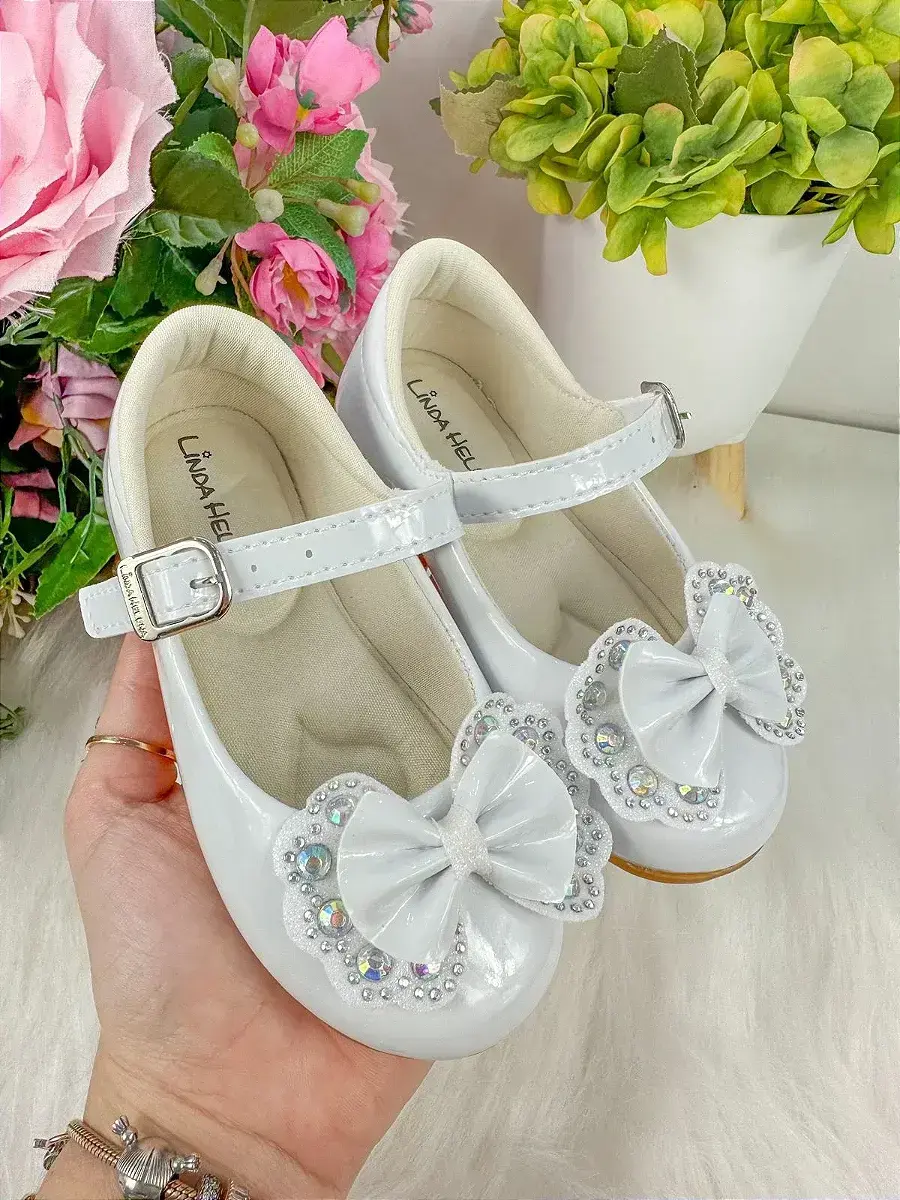 Sapatilha baby branco lacinho strass, foto 3