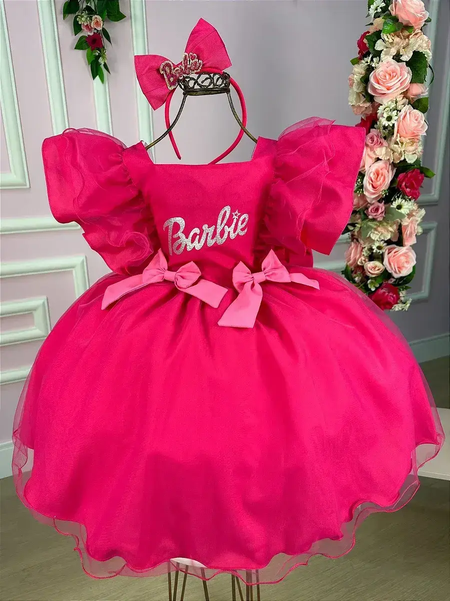 Vestido festa Barbie pink babado, foto 2