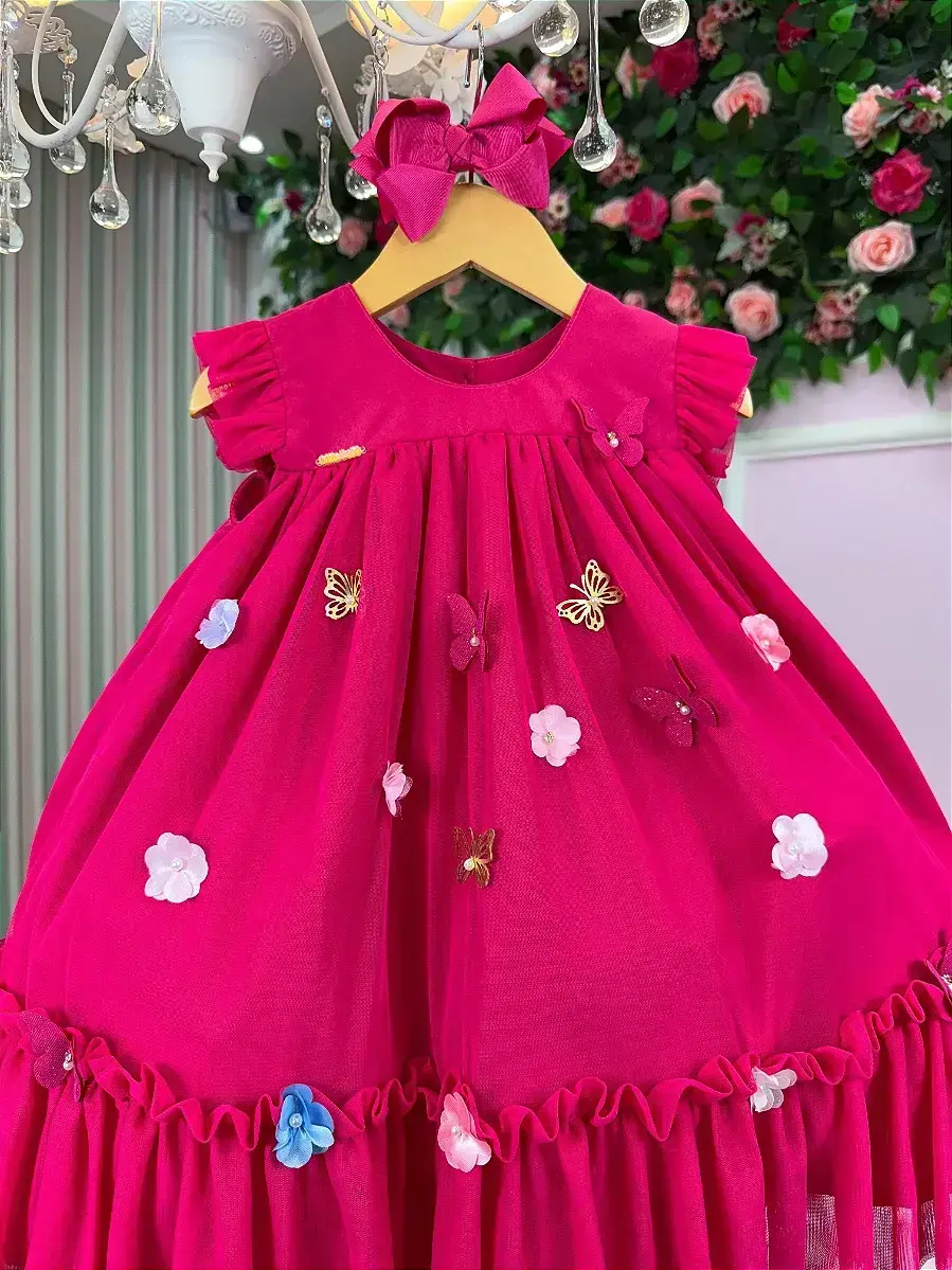 Vestido jardim das borboletas baby liz pink, foto 5