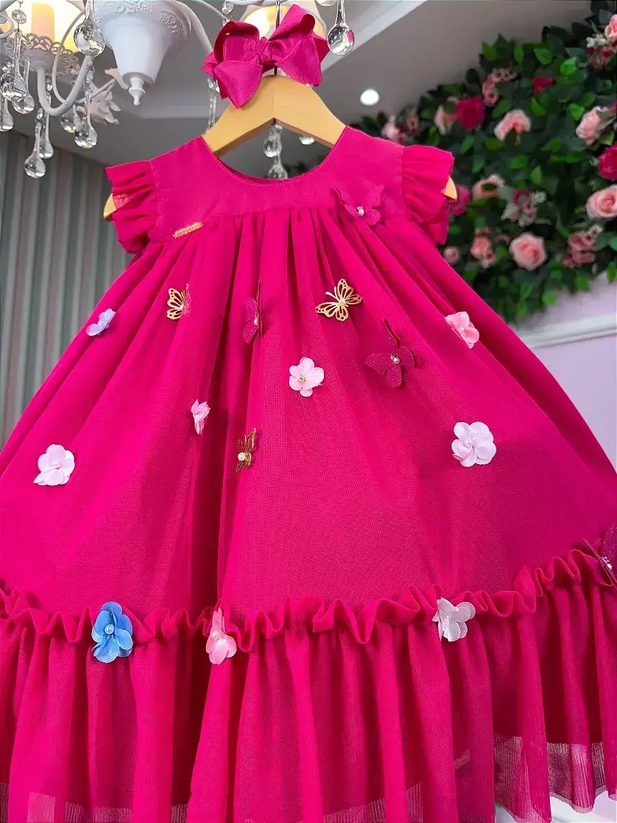 Vestido jardim das borboletas baby liz pink, foto 6