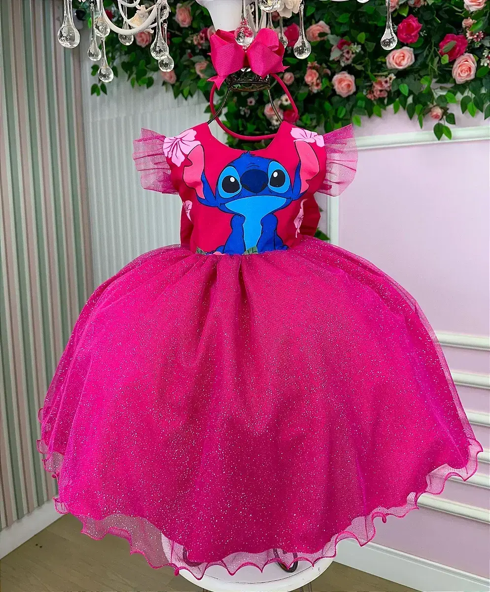 Vestido festa Lilo Stitch pink, foto 5