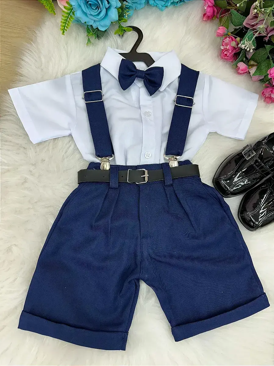 Conjunto social shorts ravi azul marinho, foto 3
