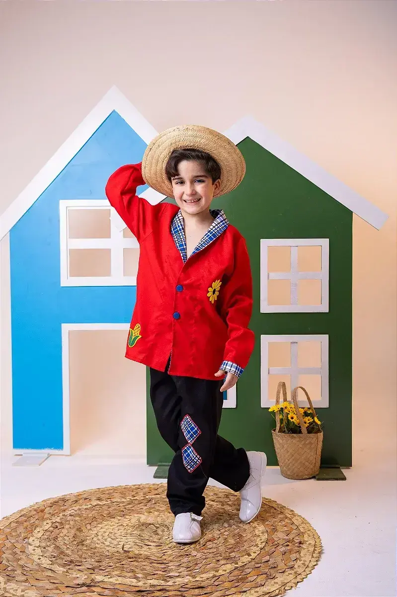Conjunto junino seu terno vermelho