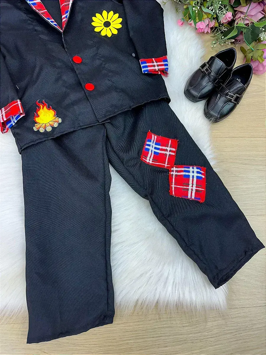 Conjunto junino seu juca terno preto, foto 8