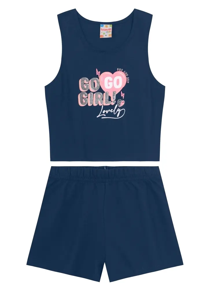 Conjunto blusa cropped shorts moletinho