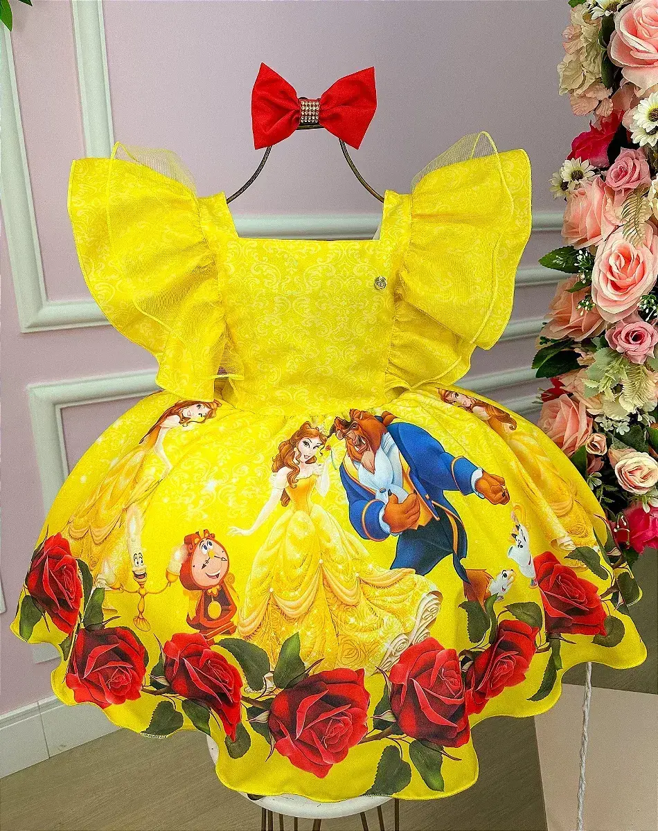 Vestido festa princesa amarela