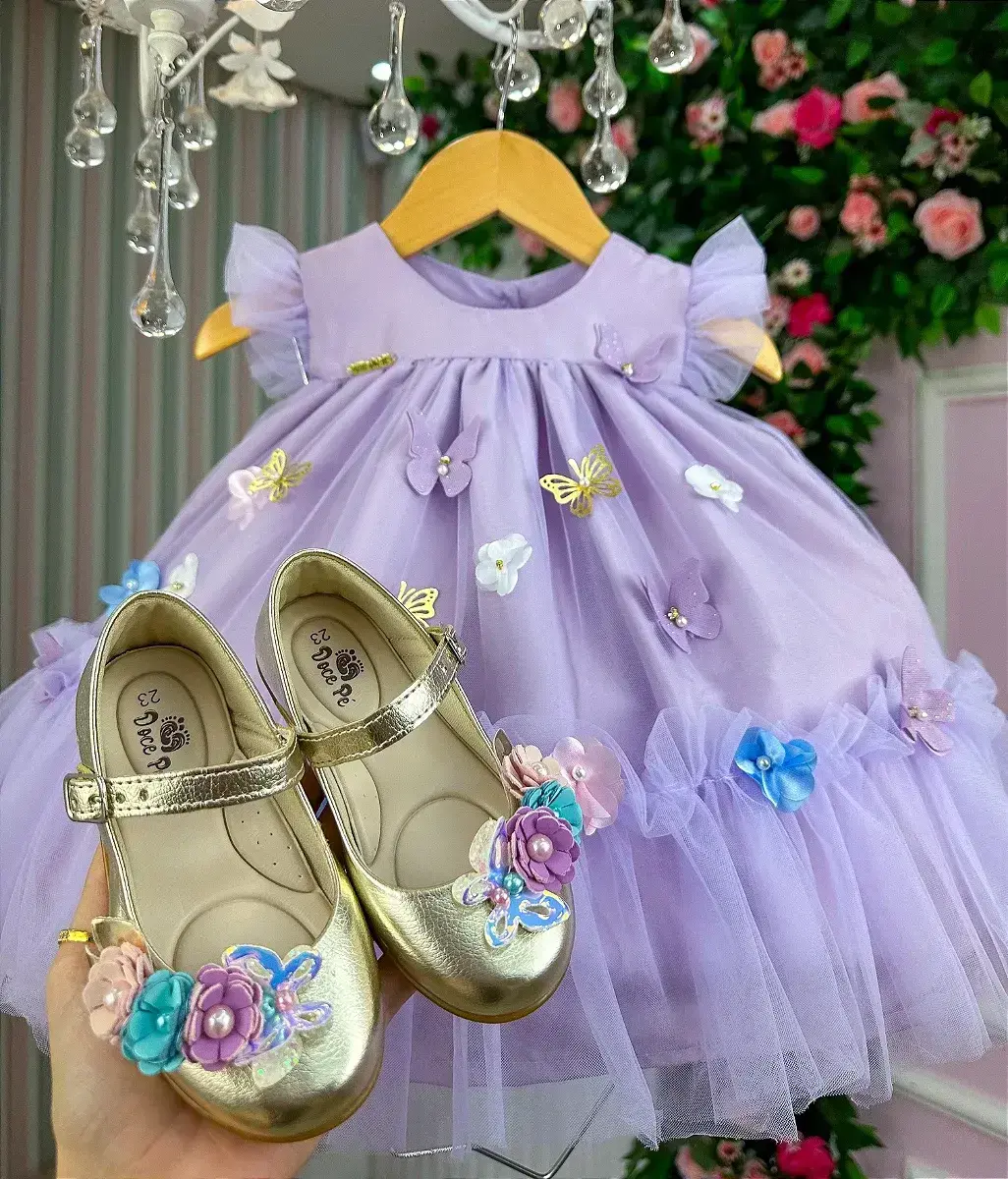 Vestido jardim das borboletas baby liz lilas, foto 4