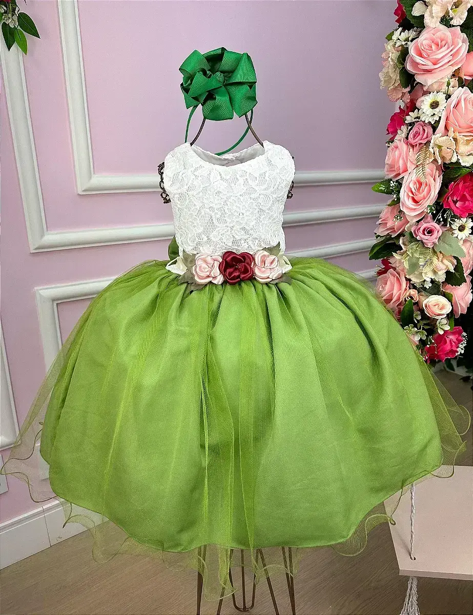 Vestido ivete peito off e saia verde