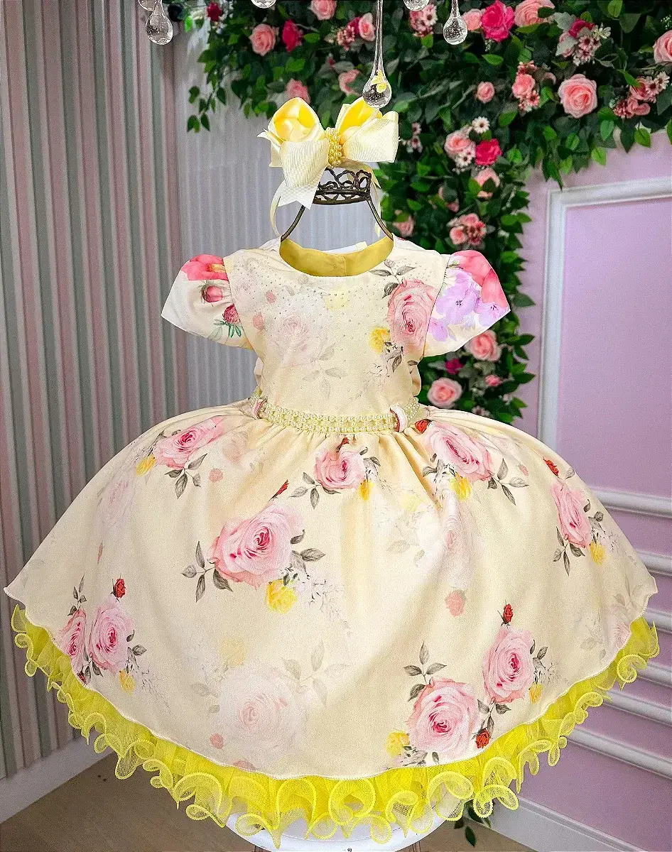 Vestido jardim encantado loise amarelo