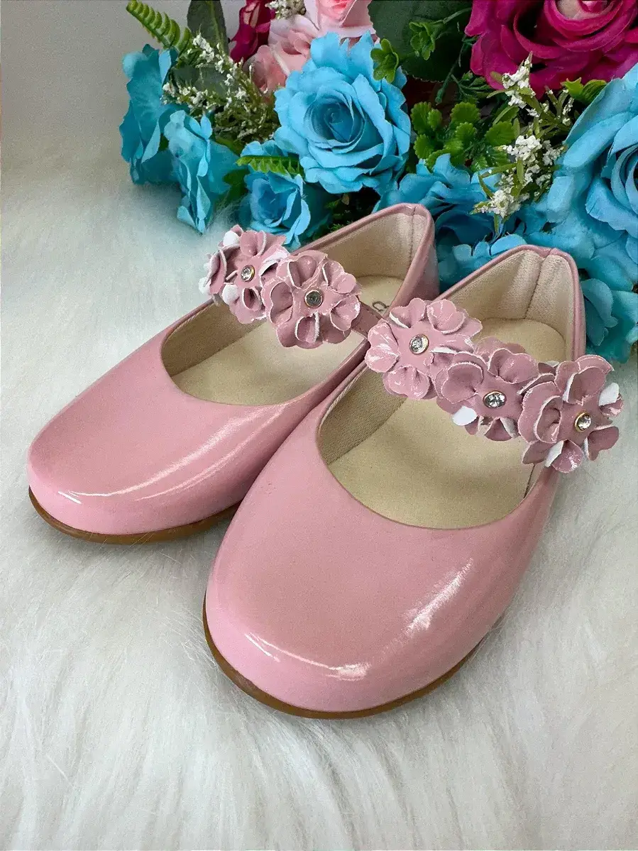 Sapatilha flores nude rose