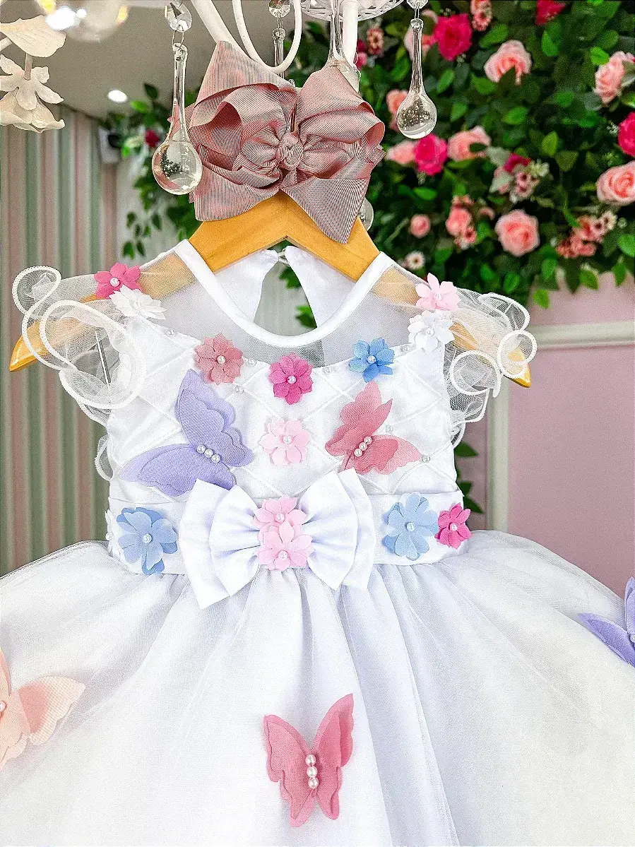 Vestido branco jardim encantado laço, foto 3