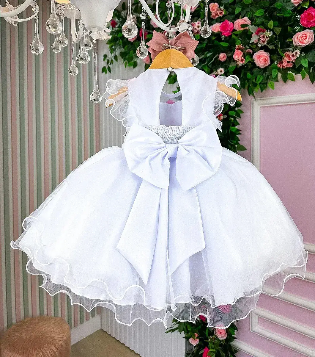 Vestido branco jardim encantado laço, foto 5