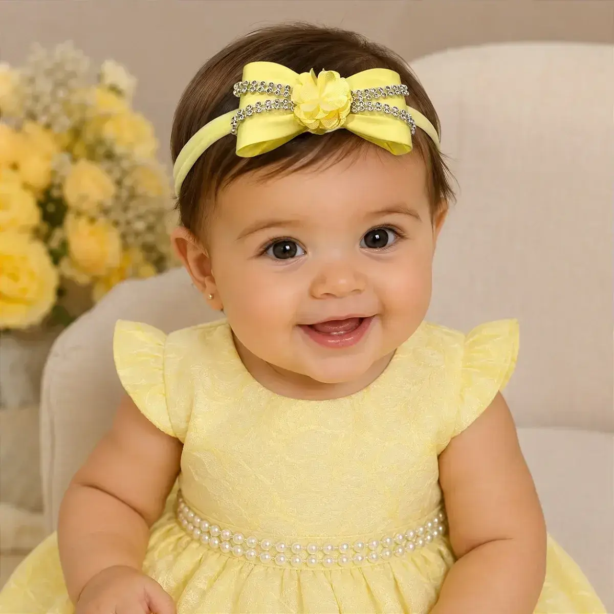 Faixa amarelo claro laço