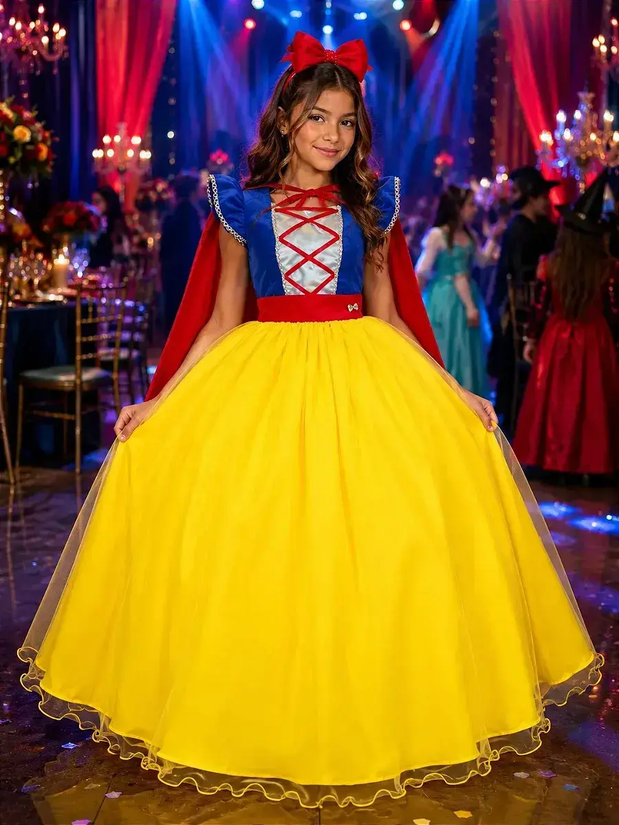 Fantasia vestido longo princesa maça