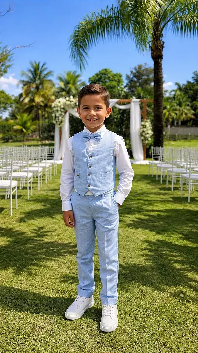 Conjunto social victor colete azul