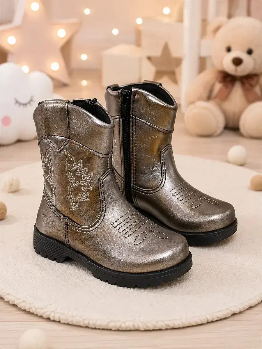 Bota coturno Boiadeira prata velho metalizado