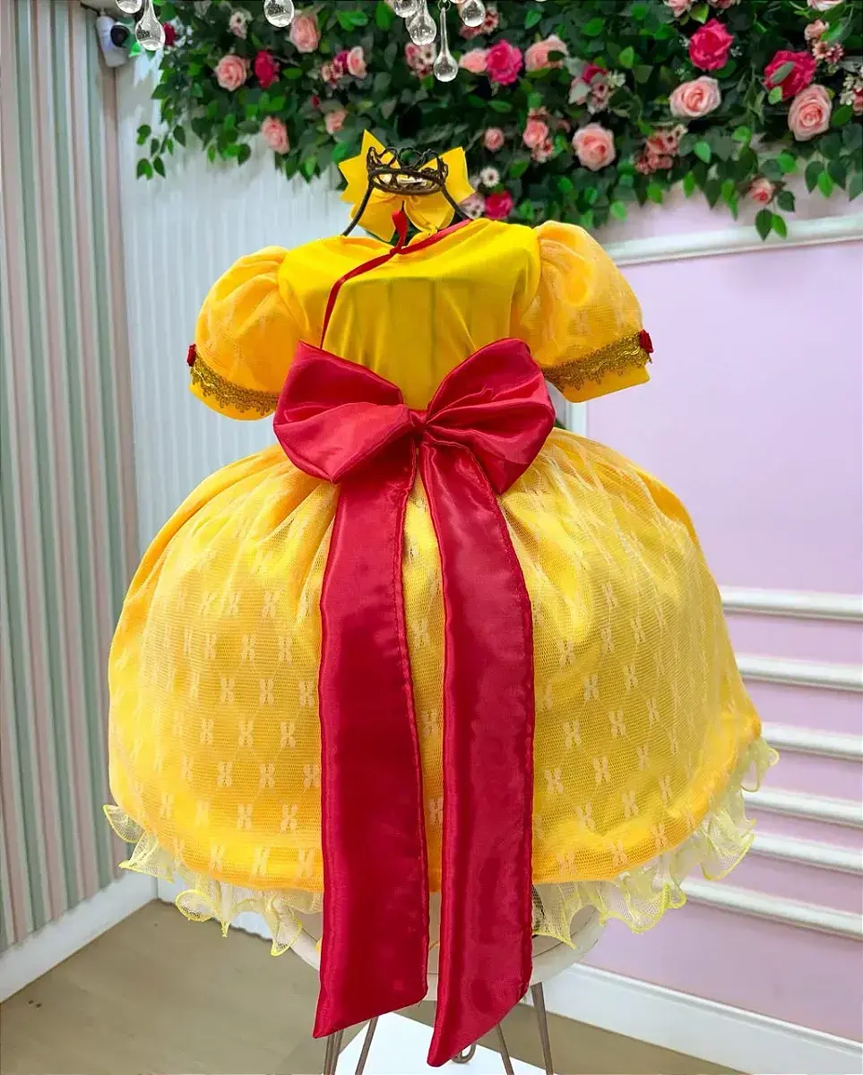 Fantasia festa princesa amarelo, foto 9