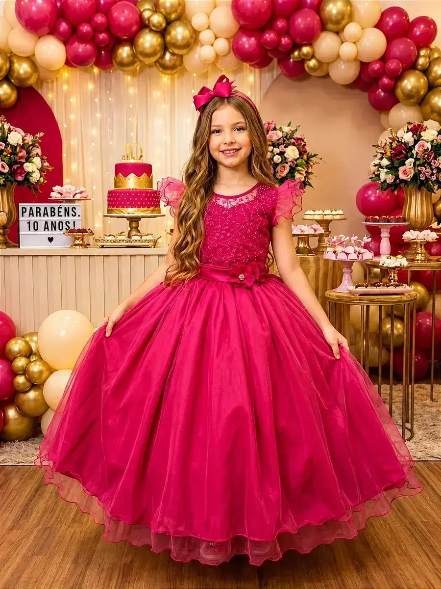 Vestido longo suzy pink