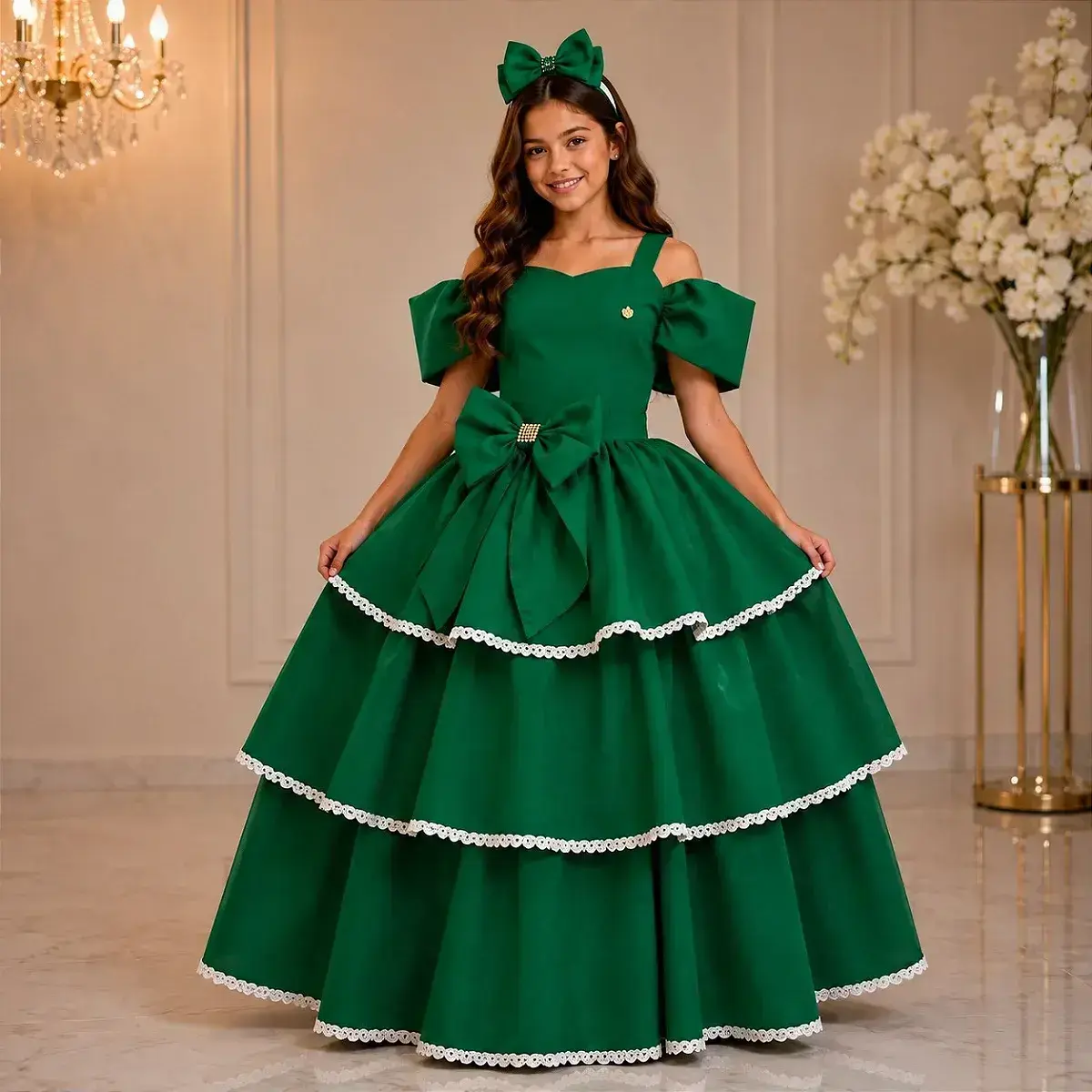 Vestido longo safira verde bandeira