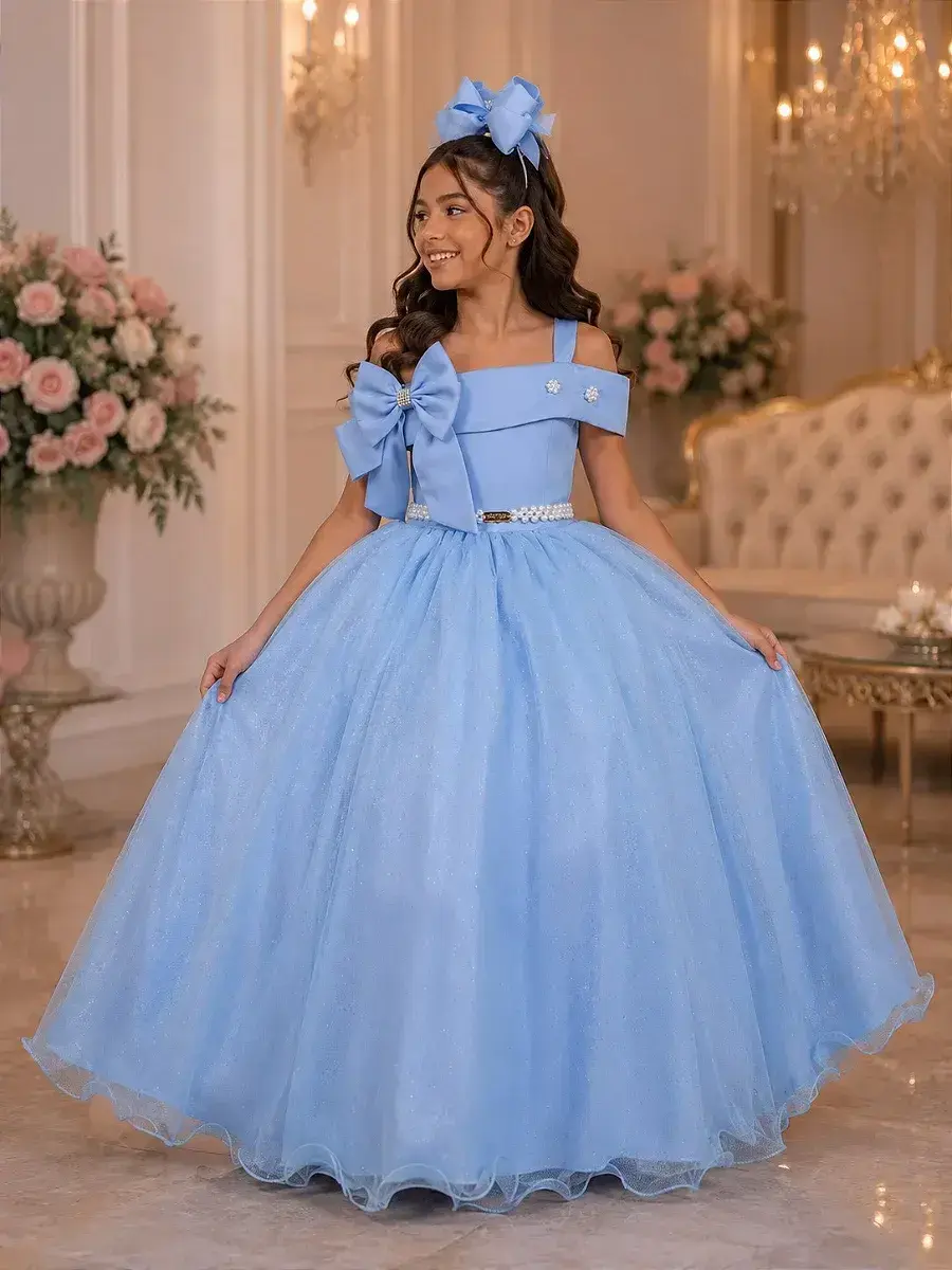 Vestido longo festa azul