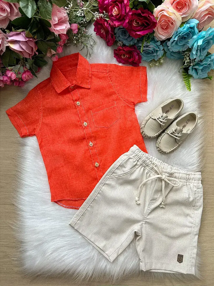 Conjunto lucas shorts camisa laranja