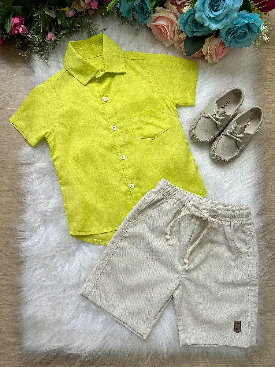 Conjunto lucas shorts camisa verde lima