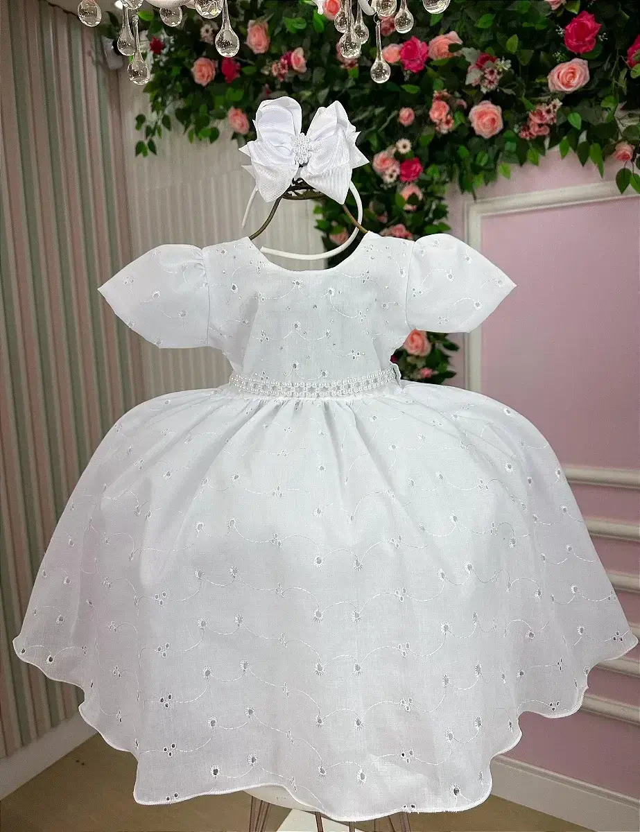 Vestido cristal lese laise branco